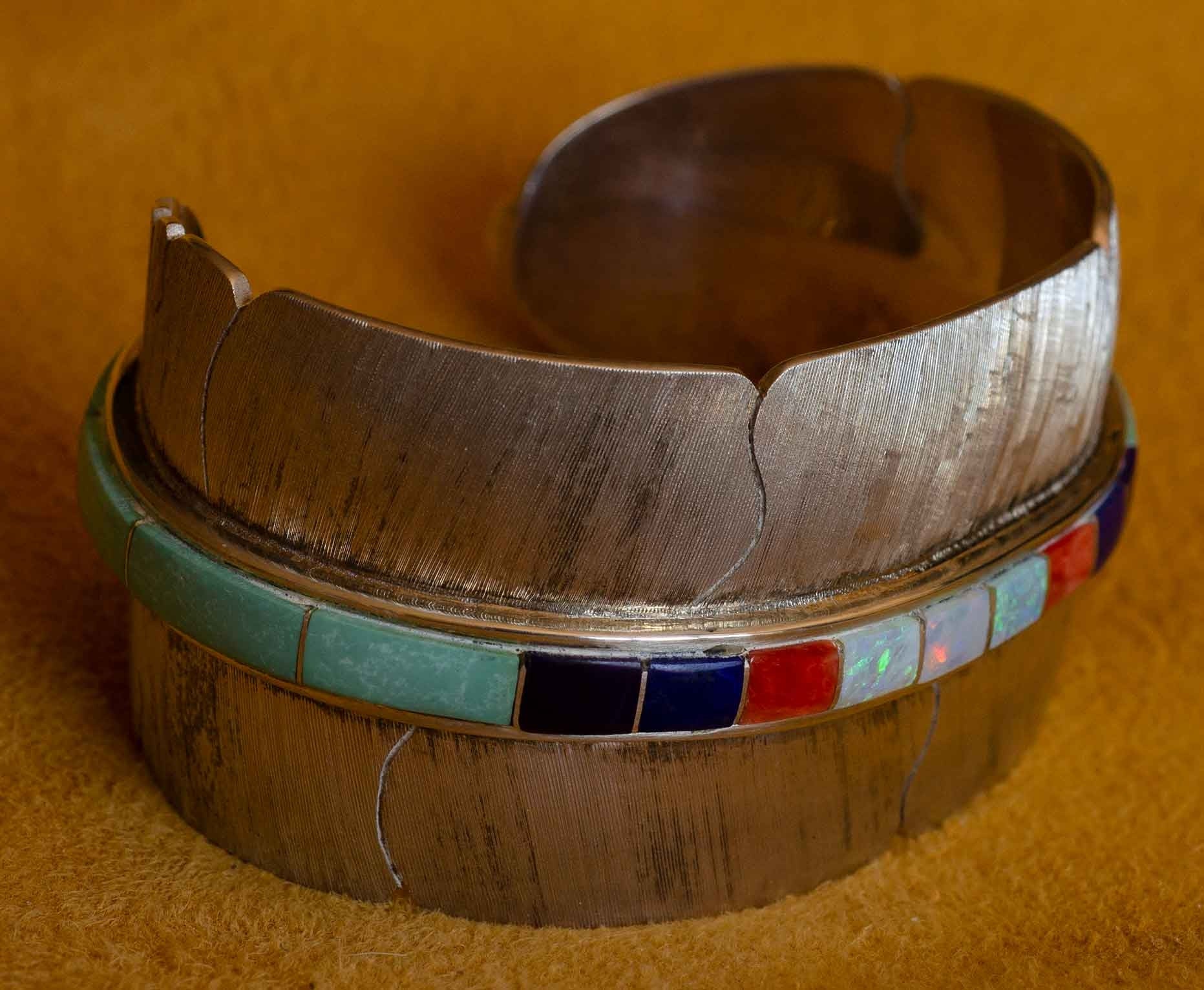Eagle Feather Silver Bracelet by Michael Kirk